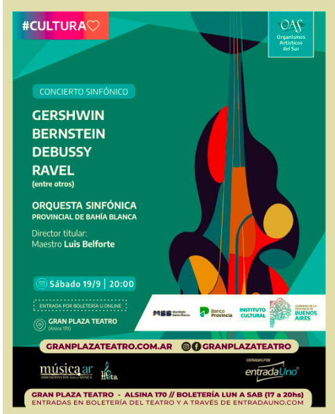 Concierto Sinfónico de la Orquesta Sinfónica Provincial de Bahía Blanca dedicado a la Semana del Jazz