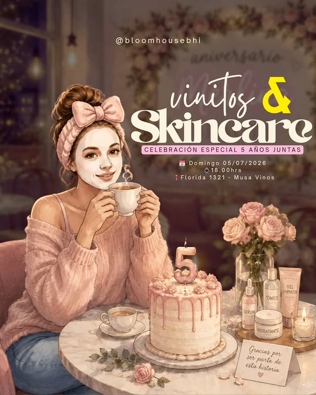 Vinitos & Skincare - Celebración 5 años Merlina Beauty
